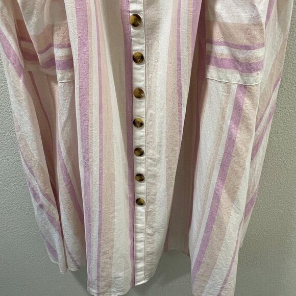 (NWT) TORRID #12716123 Stripe Midi Sundress, Linen/Cotton, Pink/Ivory Multi - 2X - Picture 2 of 13
